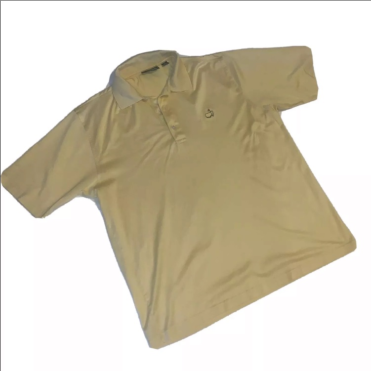 The Masters Golf Tournament Amen Corner Polo Shirt Yellow Cotton Mens Large
